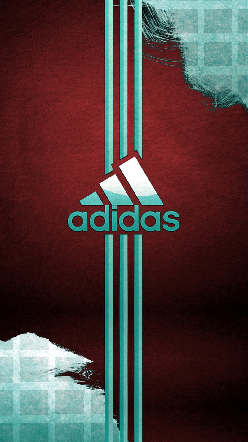 Логотип adidas на красном фоне с голубым и белым фоном (синий, логотип, красный)