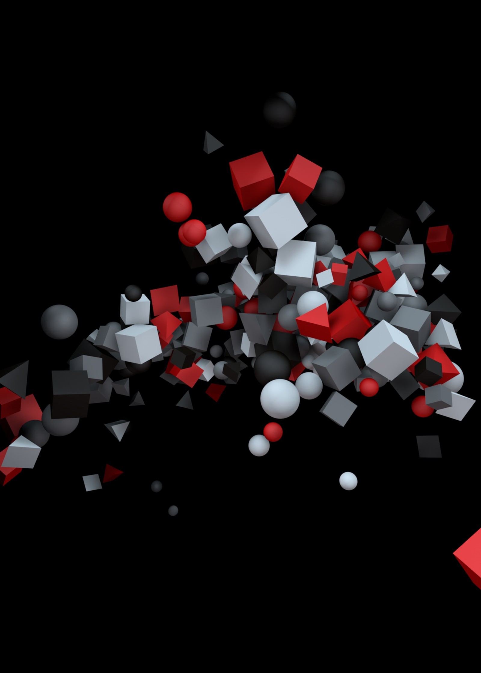 Arafed image of a bunch of red and white cubes and balls (art, blocks, cinema, cinema4d, ciphergraphics)