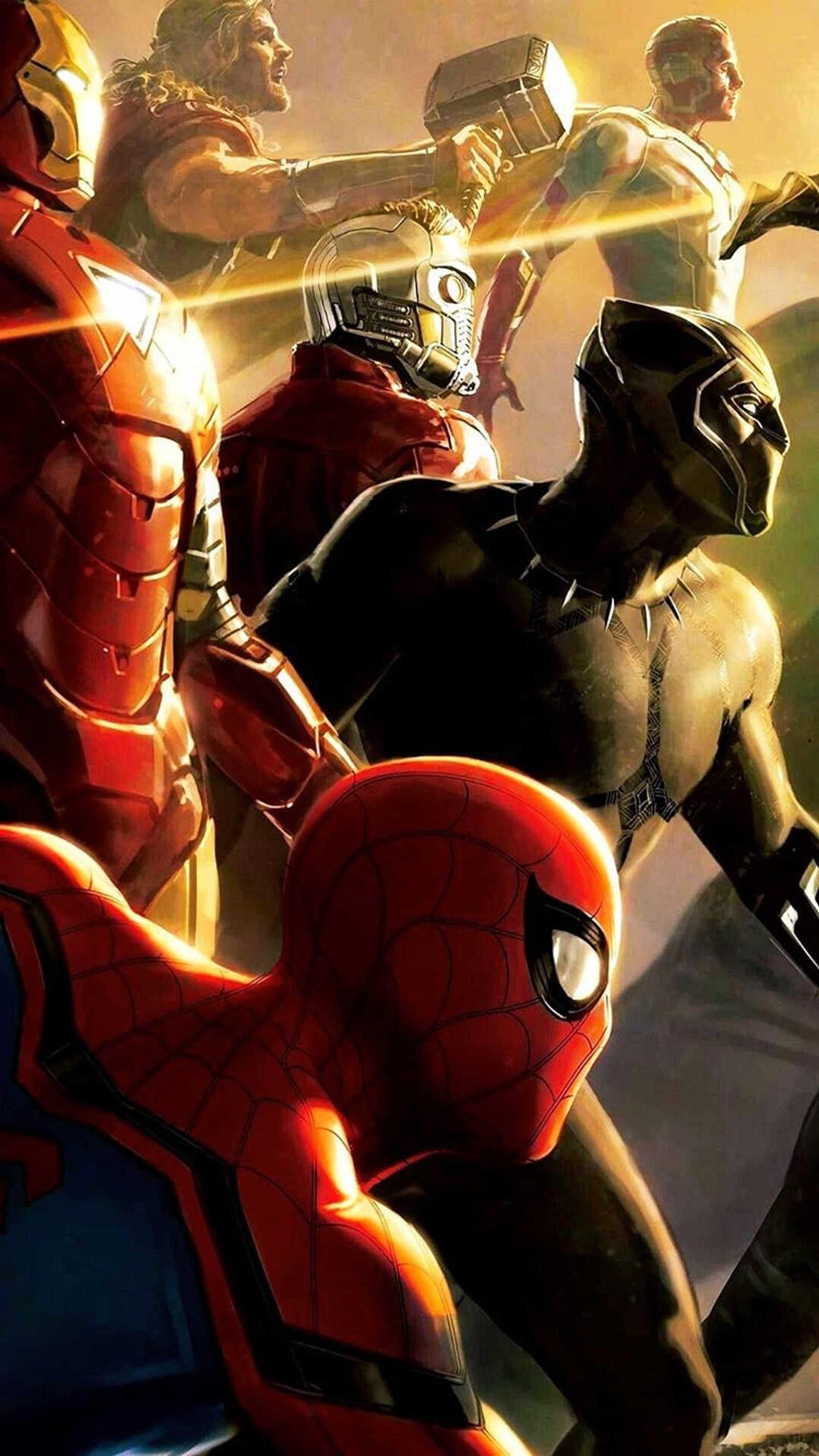 Les avengers et iron man se battent dans une scène des avengers (avengers, marvel, spiderman, vision)