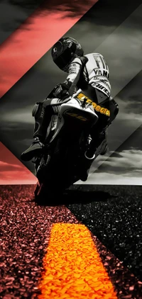 Valentino Rossi #46 Motorcycle Wallpaper: Dynamic Action and Bold Design