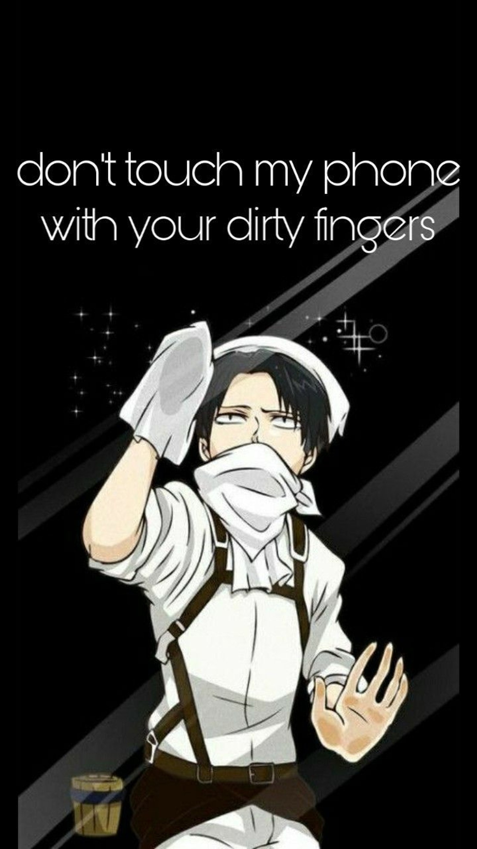 A cartoon picture of a man in a white shirt and suspends (aot, clean, levi)