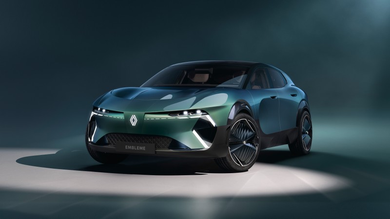 Новая концептуальная машина показана в студийной обстановке (renault embleme, концепт кары, 2024, 5k, 8k)