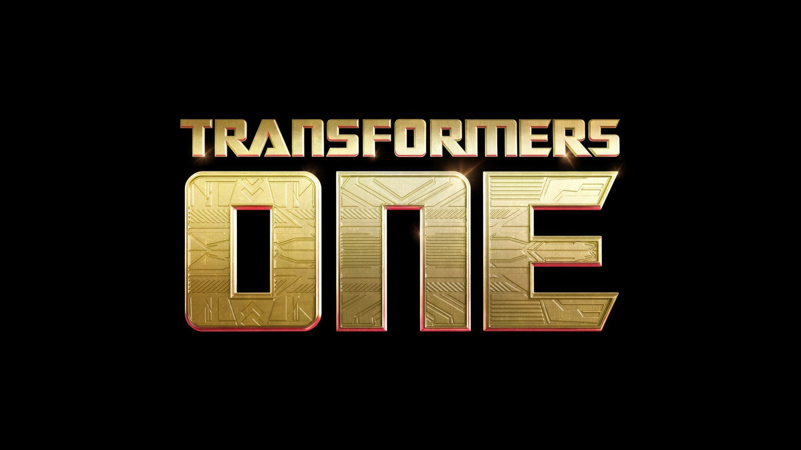 Un gros plan d'un logo doré sur fond noir (transformers un, transformers one, films de 2024, films danimation, arrière plan noir)