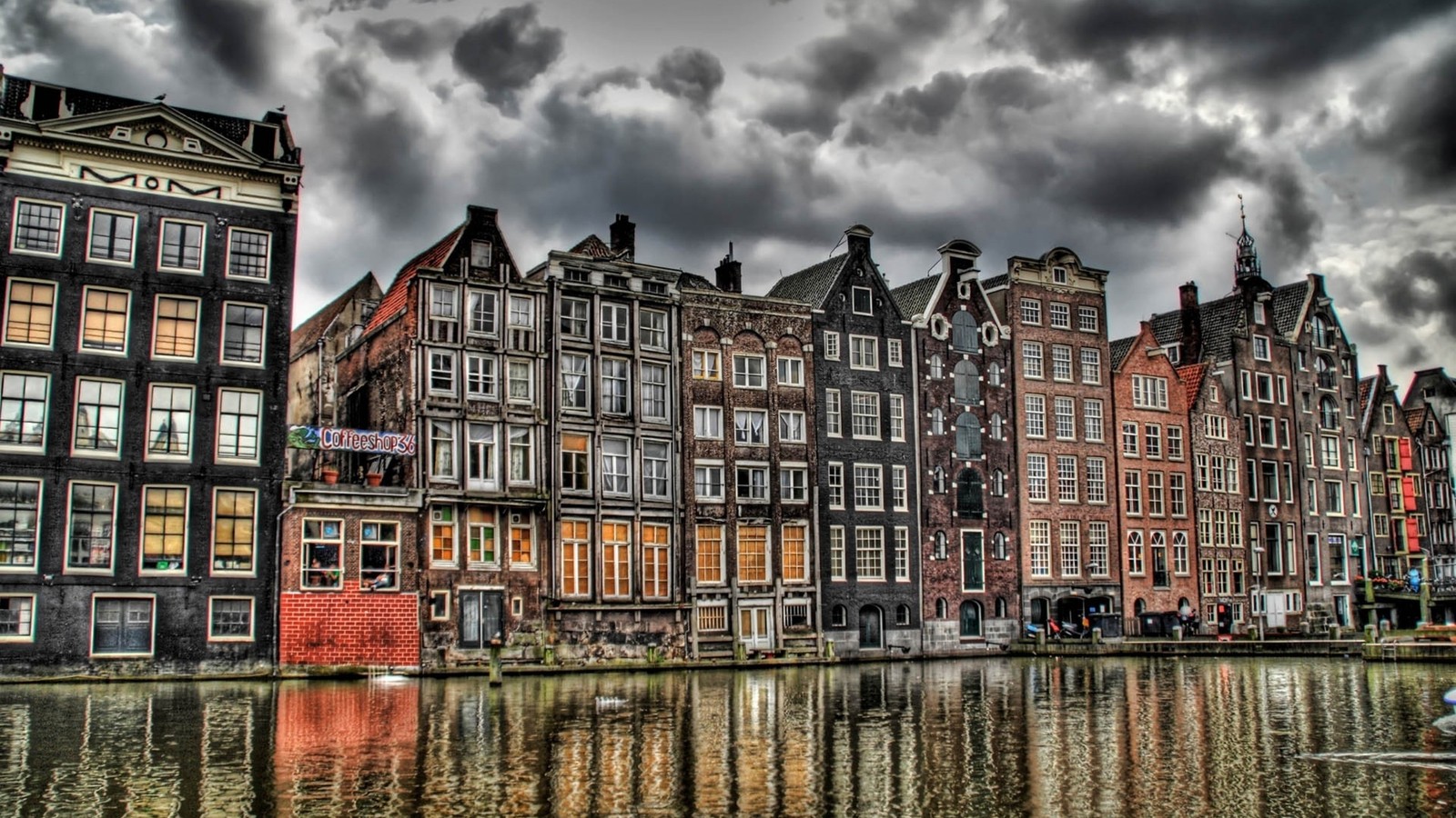 waterway, reflection, canal, water, town wallpaper