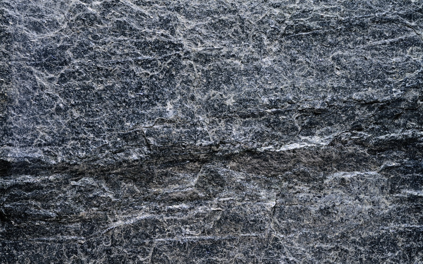 A close up of a rock with a black and white pattern (granite, black, rock, water, frost)