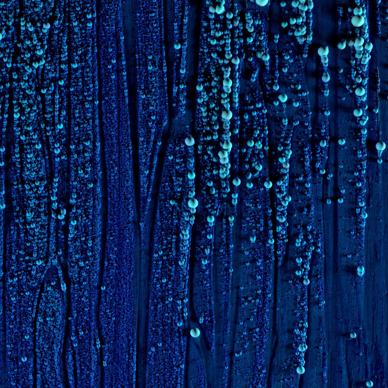 A close up of a blue wall with water droplets on it (water, texture, blue, cobalt blue, electric blue)