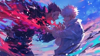 sukuna, yuji itadori, satoru gojo, jujutsu kaisen, anime wallpaper