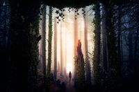 girl, alone, forest, mystic, surreal wallpaper