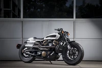 Benutzerdefinierter Harley Davidson 1250 Prototyp 2020 in auffälligem Schwarz-Weiß-Design