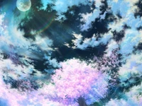 Vibrant Cherry Blossom Under a Celestial Sky