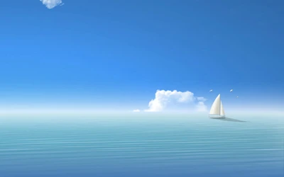 Sailing into Serenity: A Sailboat on Tranquil Waters Under a Clear Sky