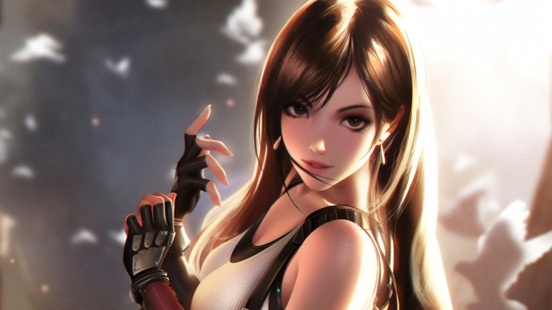 Крупный план женщины в перчатке (тифа локхарт, tifa lockhart, final fantasy 7 remake, ffvii ремейк, ffvii remake)