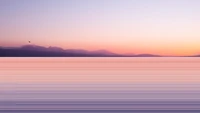 Serene Horizon at Dusk: Mountains Reflecting in Calm Waters