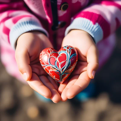 Hands Cradling a Colorful Love Heart