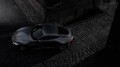 Supercoche Aston Martin en un entorno urbano por la noche