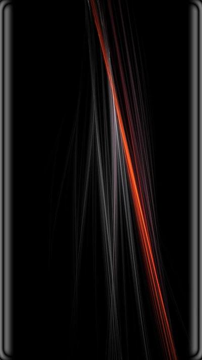 Abstract Lines of Orange and Grey on Black Background