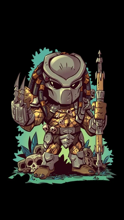 predator, art, alien, drawing, cartoon