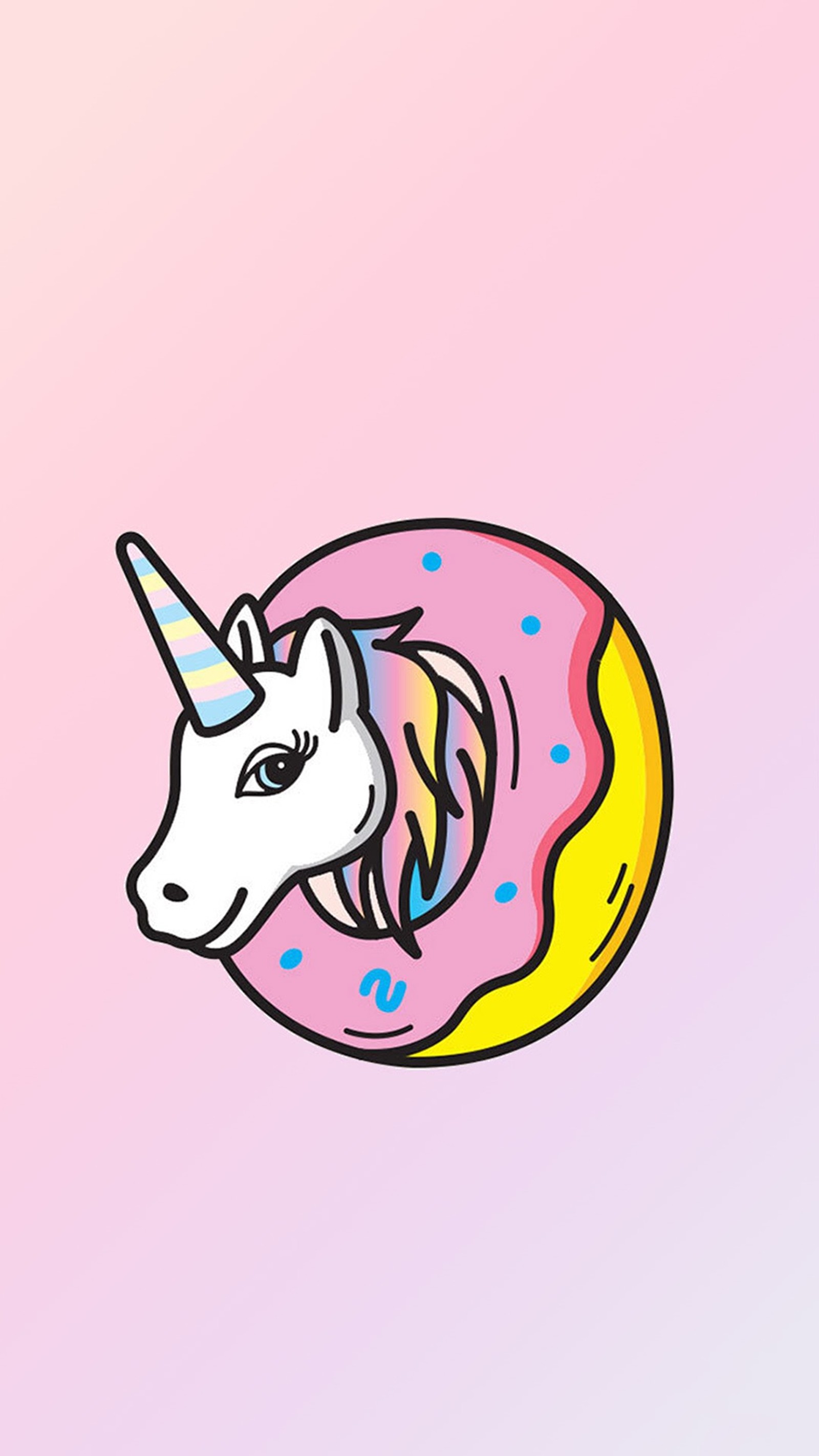 Donut de unicornio con chispas en un fondo rosa (caricatura, unicornio)