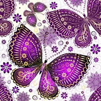 Abstract Floral Butterflies in Purple Vector Design