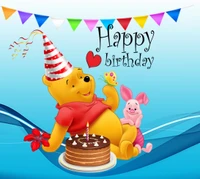 amigos, feliz cumpleaños, winnie the pooh