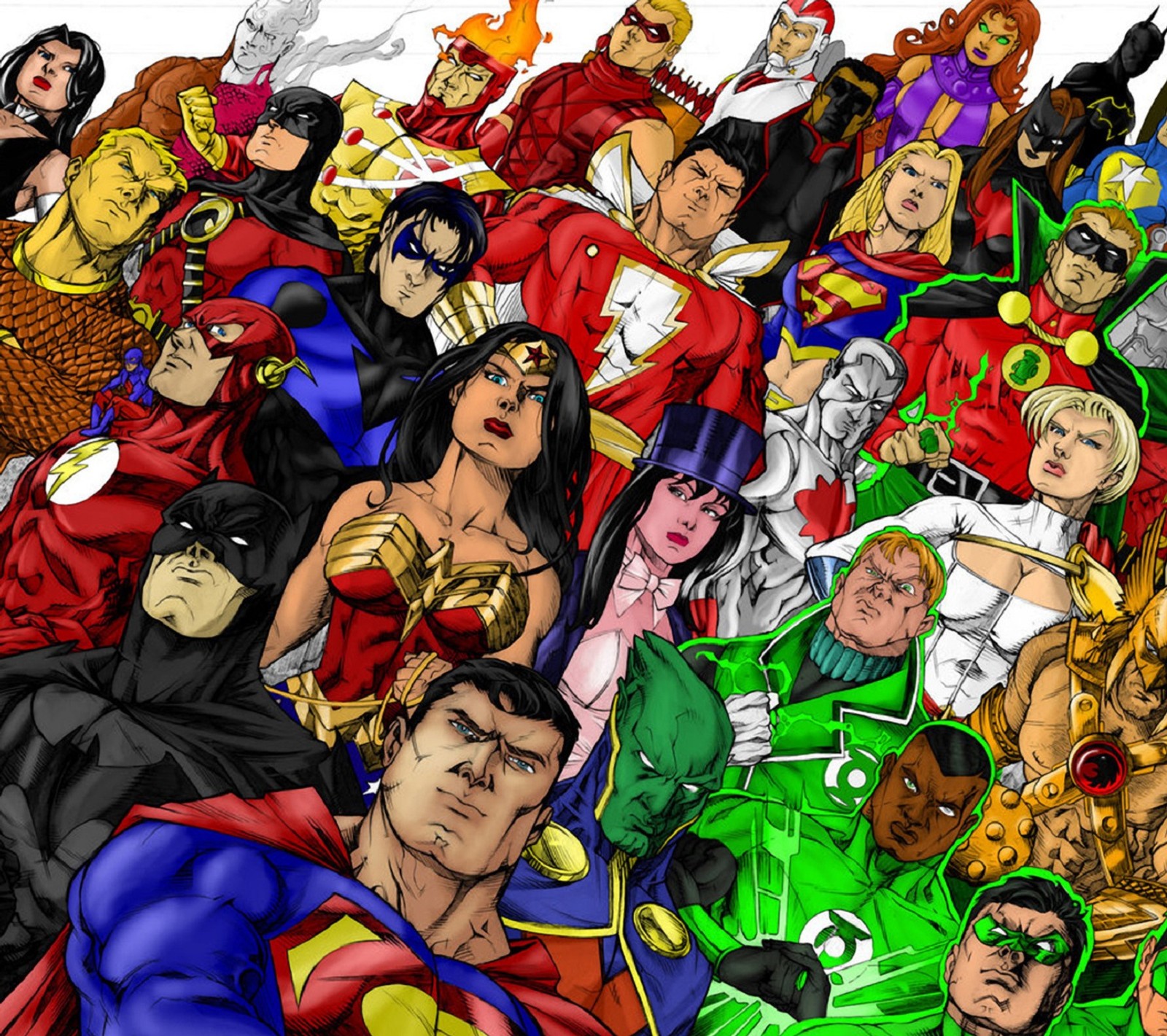 Um grupo de super-heróis está de pé juntos (vingador, batman, ironman, marvel, superman)