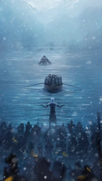 Jon Snow Confronts the White Walkers on Frozen Waters