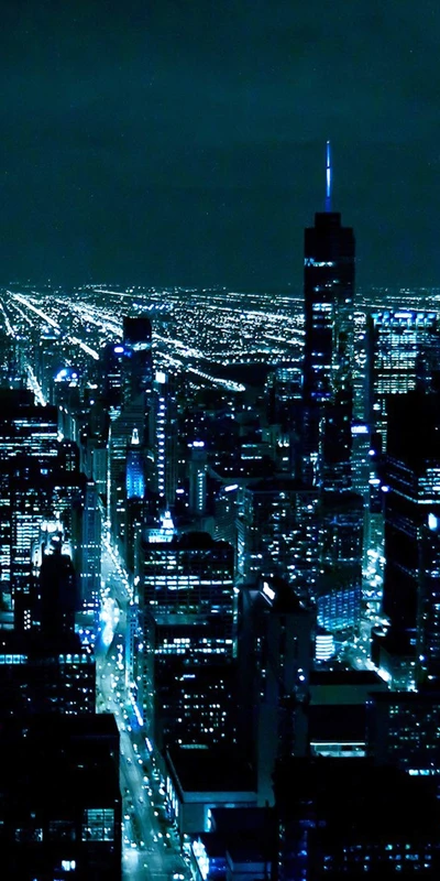 Chicago Paisaje Nocturno: Un Panorama Urbano Brillante