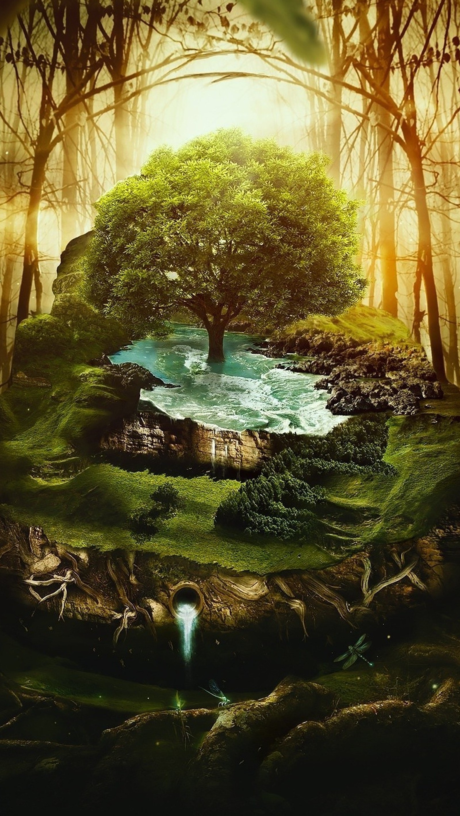 Lade desktopography, fantasy kunst, bäume Hintergrund herunter