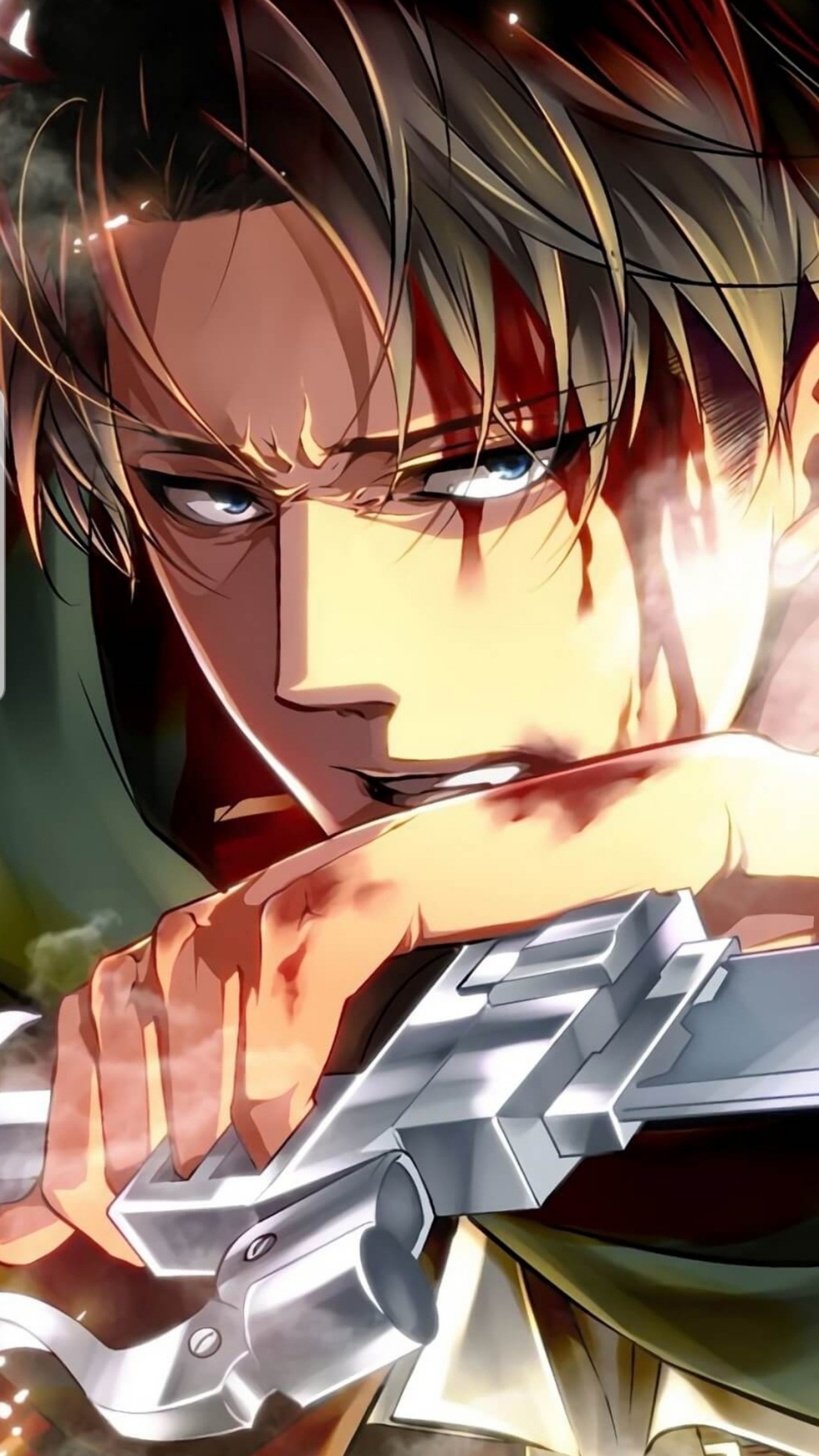 Descargar fondo de pantalla aot, attack on titan, sangre, guapo, levi