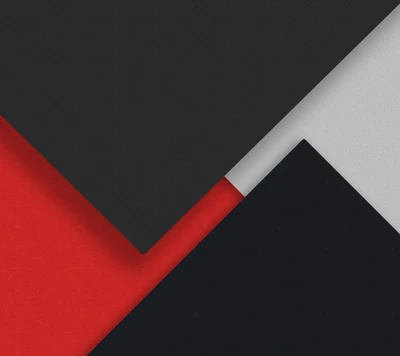 Abstract Composition of Red and Black Shapes with Textured Squares