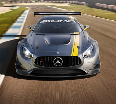 Mercedes AMG GT3 Racing Car on the Track