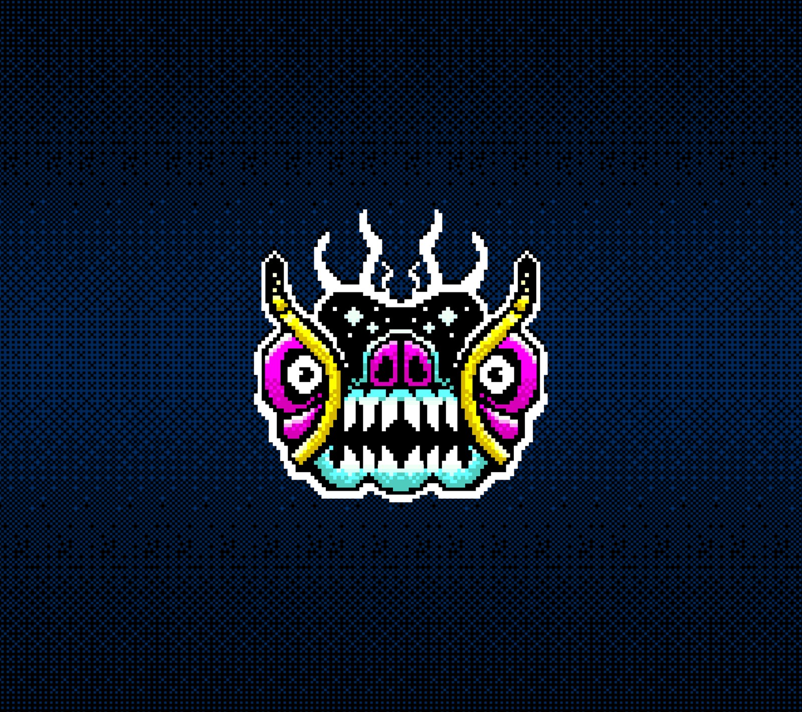 A close up of a pixel style monster with a crown on it (lacko, illustration, trippy, cool, art)