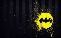 Dynamic Batman Logo in Yellow Splash Against Dark Stripes