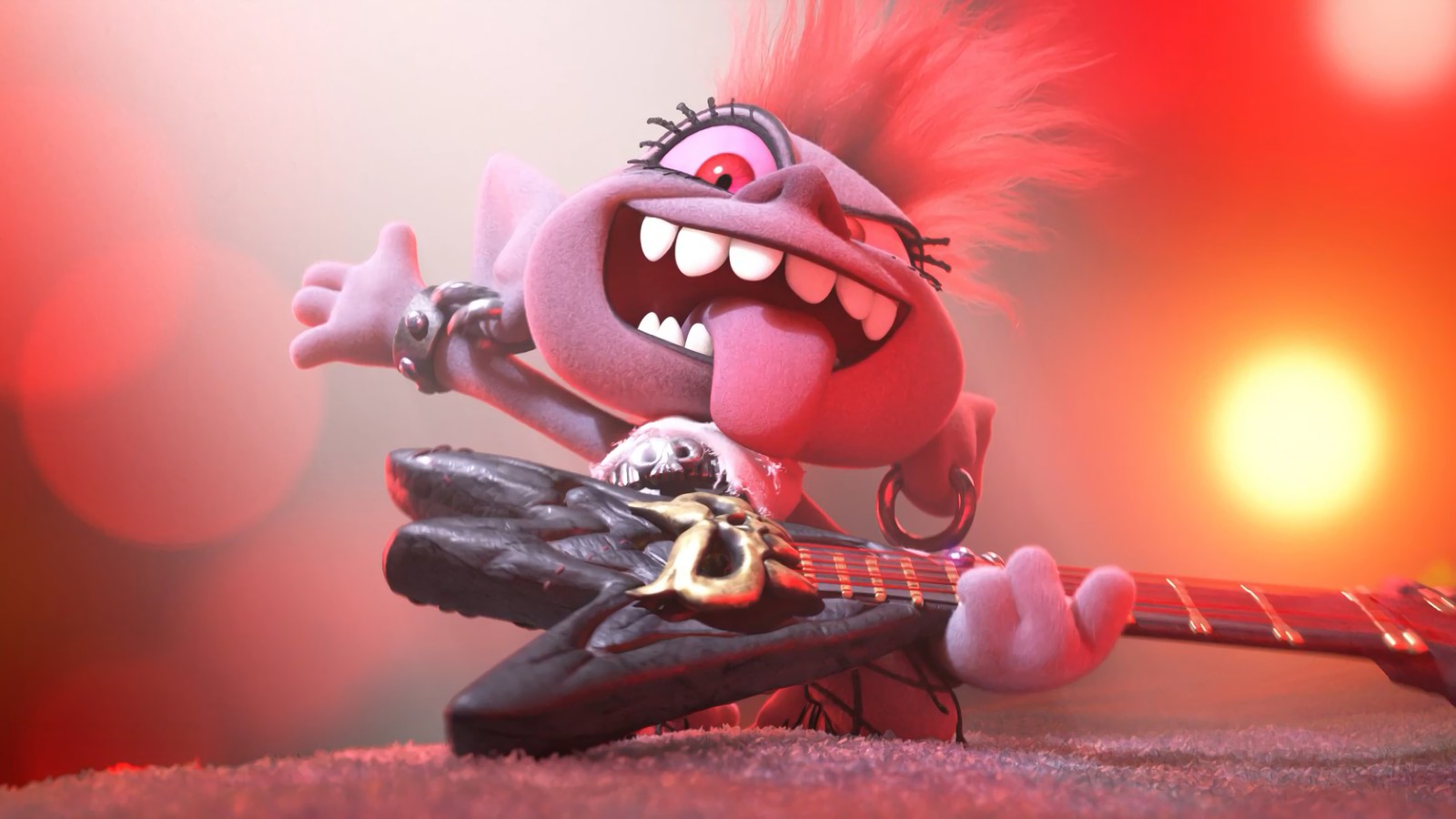 Baixar papel de parede trolls turnê mundial, trolls world tour, filme, rainha barb, guitarra elétrica