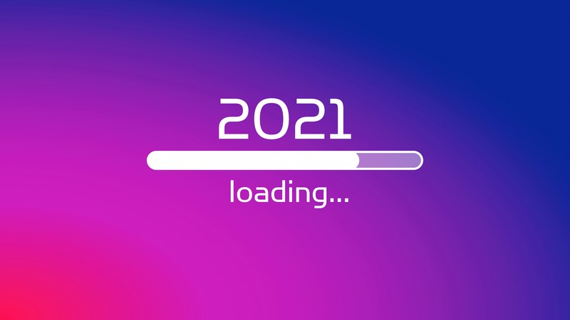 Близкий план загрузочной полосы со словом 2021 на ней (2021, новый год, loading bar, цифровое искусство)