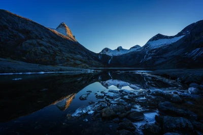 mountain, norway, lake, mountainous landforms, nature