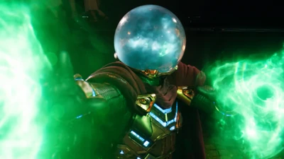 Mysterio aproveitando energia mística em "Homem-Aranha: Longe de Casa