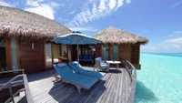 Stunning Overwater Villa with Private Deck and Spectacular Ocean Views in a Caribbean Resort.