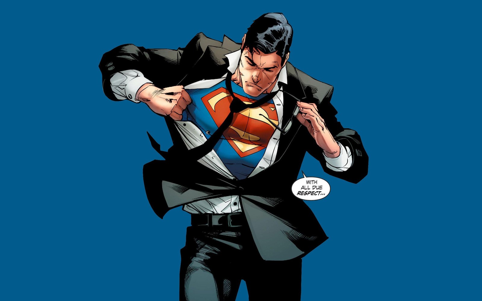 Superman está abrindo seu traje para revelar uma mensagem (superman, batman, dc comics, quadrinhos, super herói)