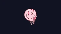 Melting Pink Smiley on Dark Background