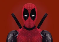 Representación poligonal de Deadpool, el icónico superhéroe conocido por su humor y su enfoque poco convencional en la lucha contra el crimen.