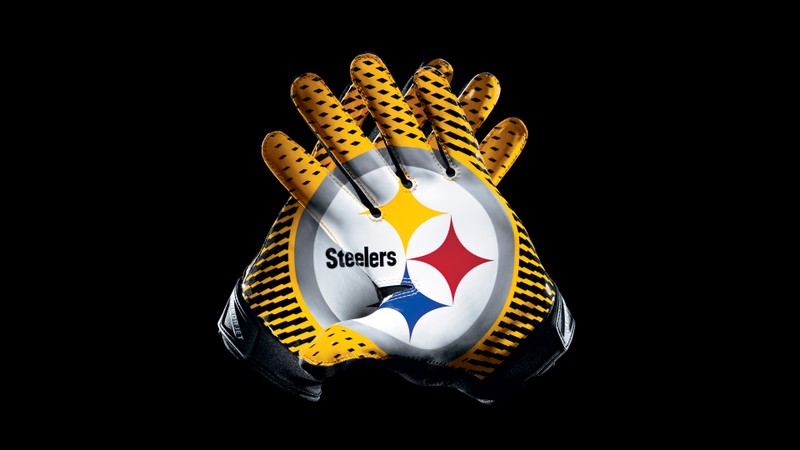 Крупный план перчатки с логотипом pittsburgh steelers (питтсбург стилерс, pittsburgh steelers, перчатки, команда американского футбола, команда нфл)