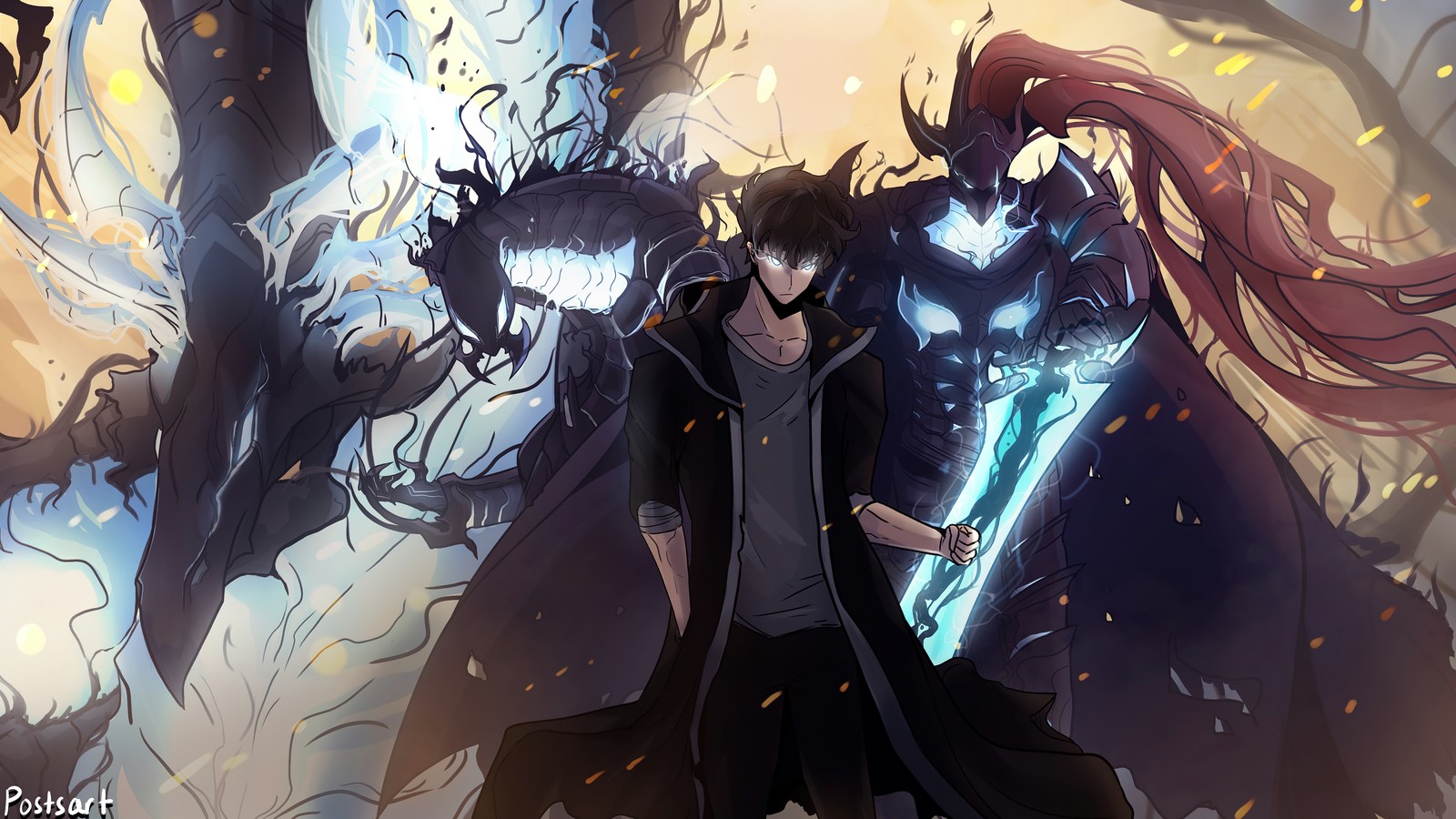 Anime, black rock shooter (solo leveling, manhwa, sung jinwoo, sung jin woo, 성진우 sung jin woo)