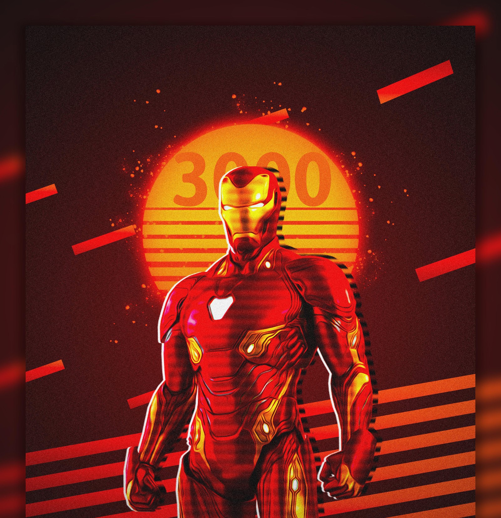 A close up of a poster of a man in a suit (iron man, i love you 3000, marvel superheroes, artwork, fan art)