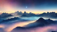 Majestic Mountain Landscape Shrouded in Misty Fog