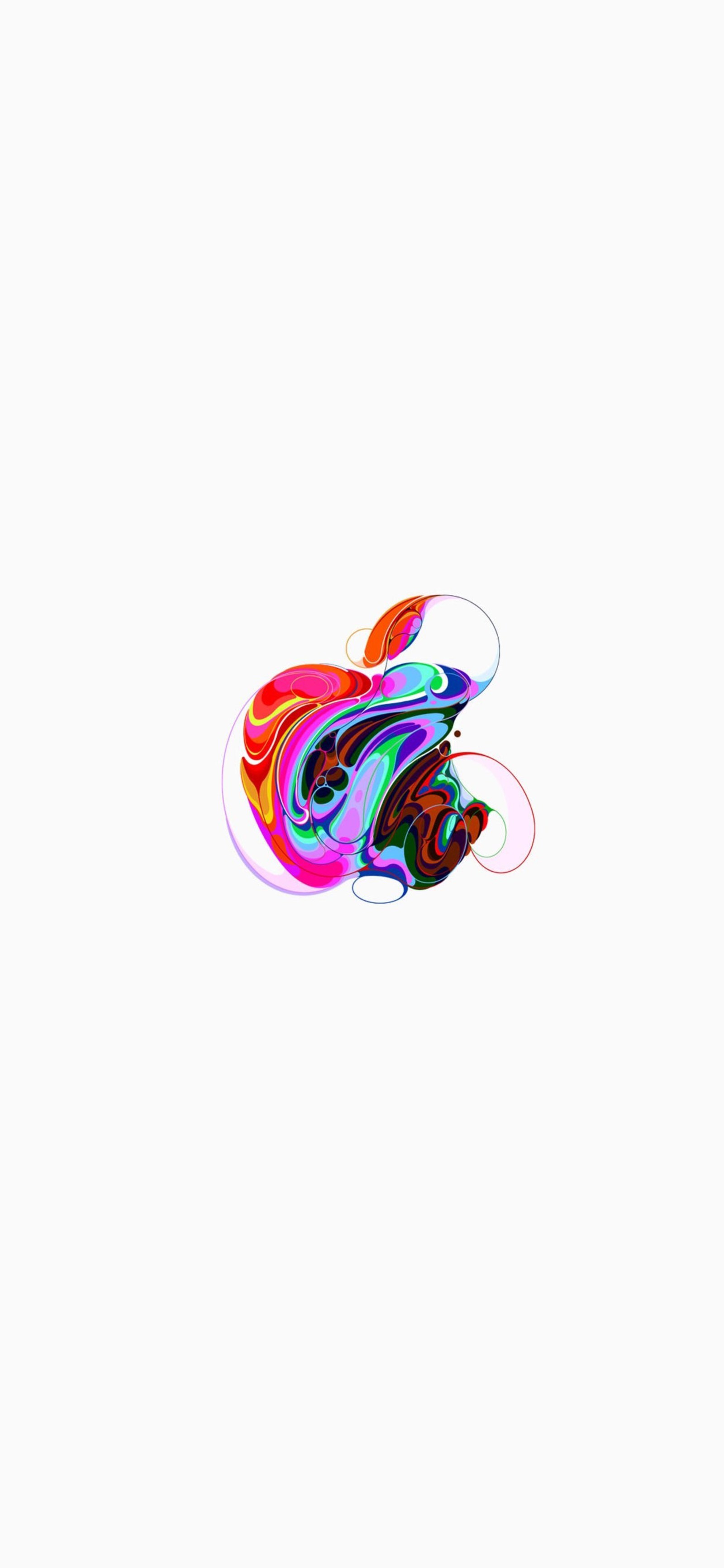 Hay un diseño abstracto colorido sobre un fondo blanco (manzana, iphone, evento de apple octubre 2020, manzanas, diseño gráfico)