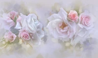 pastel, garden roses, painting, pink, flower wallpaper