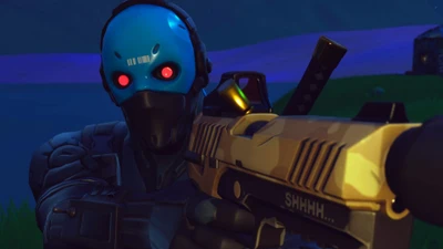 Personagem Cobalto com pistola no Fortnite Battle Royale