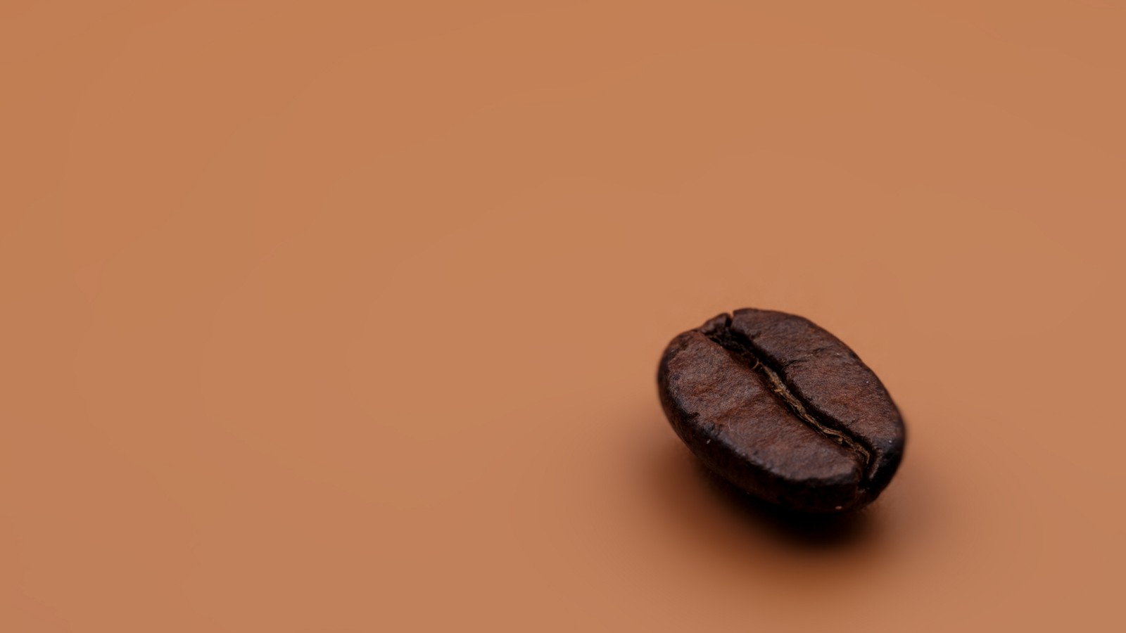 A close up of a coffee bean on a brown background (close up, wood, baked goods, sweetness, circle)