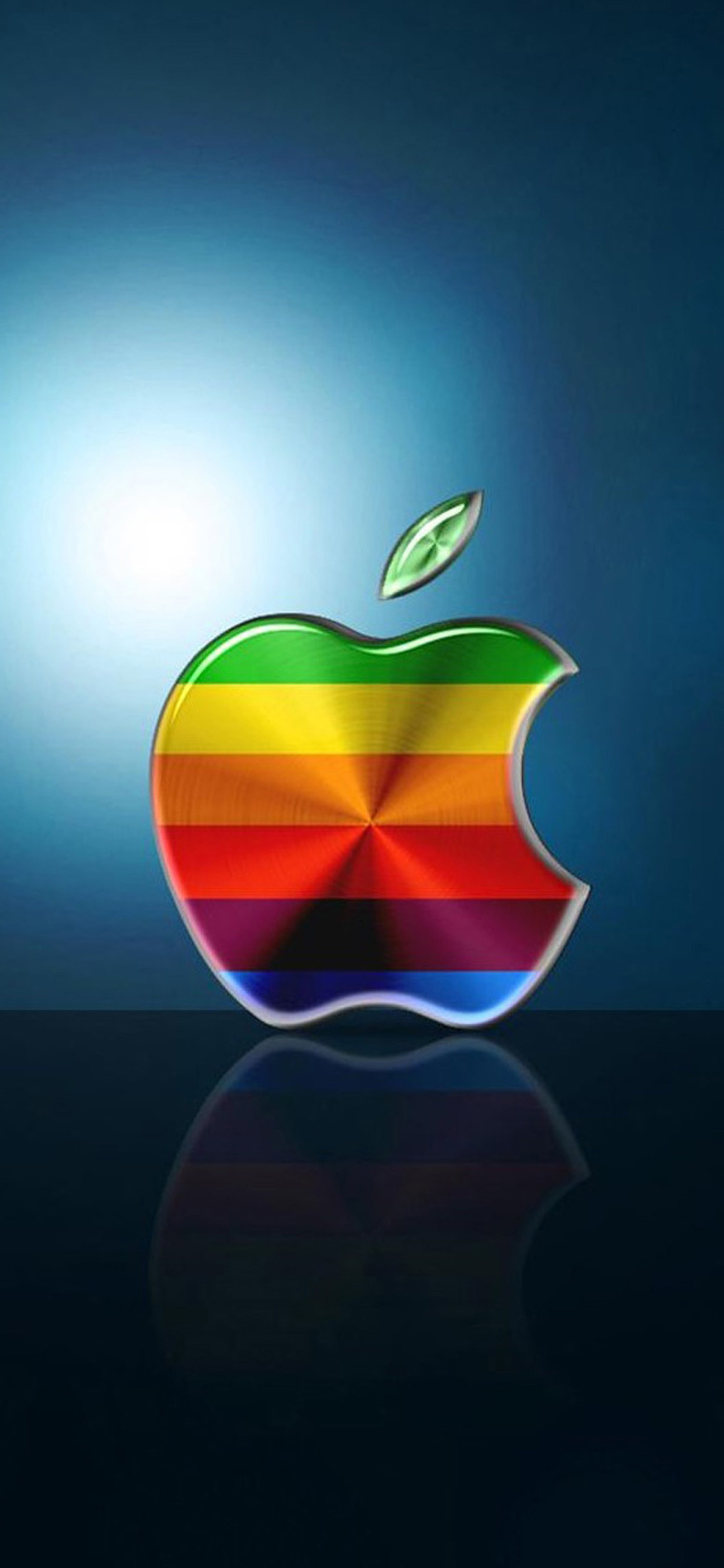 Apple logo with a rainbow apple leaf on top (graphics, fruit, sky, operating system, graphic design)